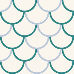 Minimalist scalloped fish scale pattern vector in teal and light blue tones © fahad