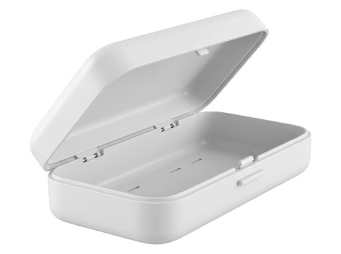 Open white soap box container with clean modern minimalist design dish accessory household bathroom cleanliness portable equipment functional organizer as PNG cutout