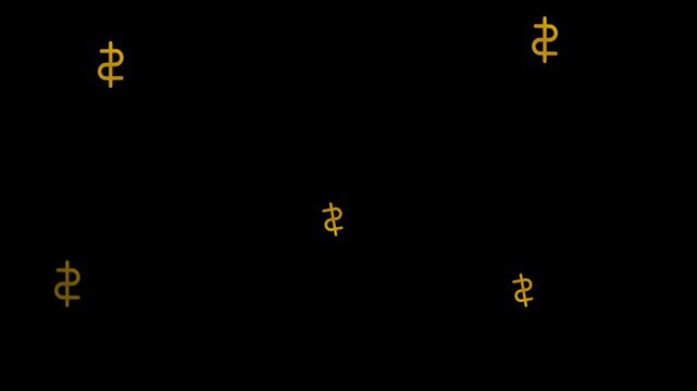 Golden Dollar Signs Falling on Black Background Symbolizing Wealth, Finance, Success, and Economic Growth
