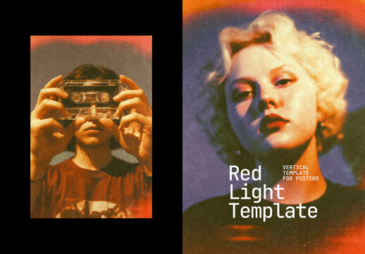Vertical Red Light Leak Effect For Poster And Print Design