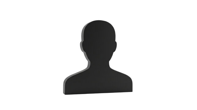 Black 3d user profile avatar icon isolated on transparent background png
