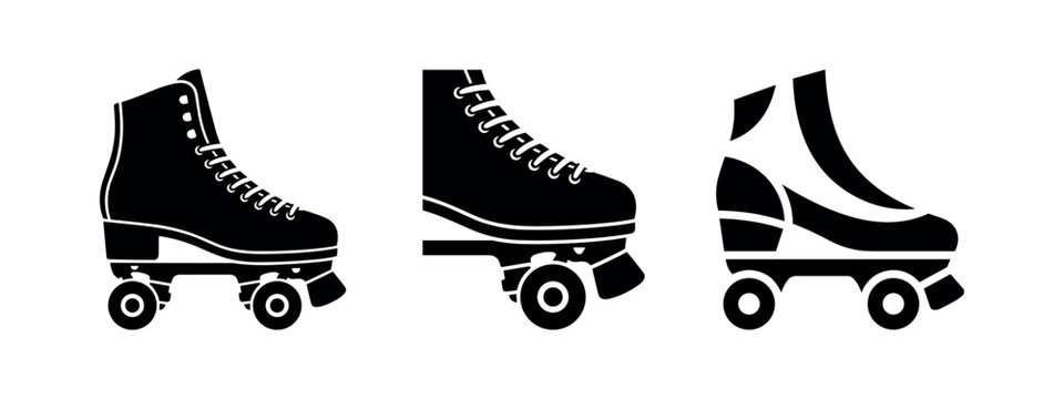 Classic quad roller skates icons for sports and recreation
