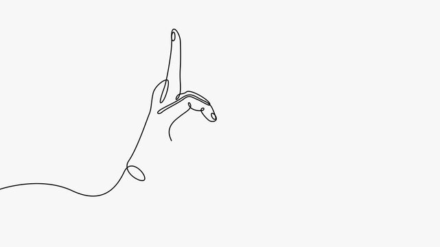 Continuous line art animation of two hands making a finger heart shape gesture together.   