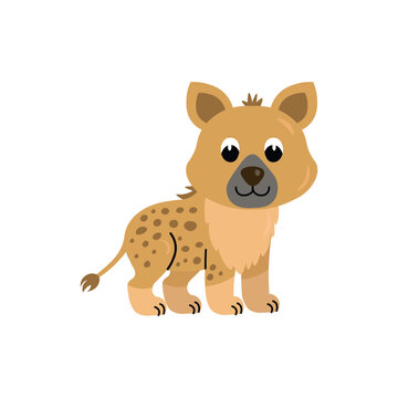 Cute cartoon hyena for children, isolated on a white background.