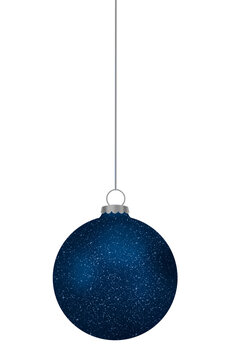 Sparkling Dark Blue Christmas Bauble Ornament Isolated On Transparent Background. Ideal for Seasonal Holiday Graphics and Festive Decorations