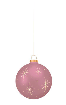 Pink Rose Gold Christmas Bauble With Gold Star Design On Transparent Background. Ideal for Seasonal Holiday Graphics and Festive Decorations