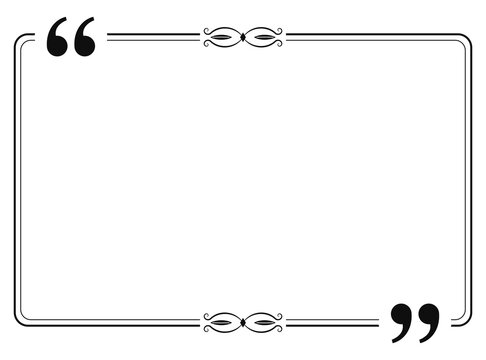 Ornamental quote frame with quotation marks and scroll accents, black on transparent background