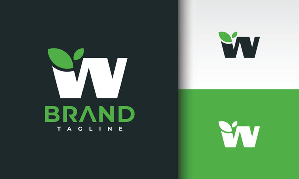 Letter W with Leaves Logo