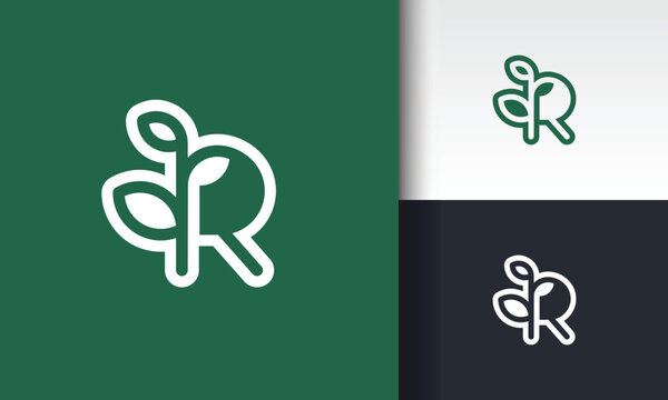 Stylized Letter R Leaf Logo