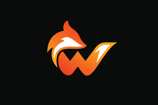 Fox Head and Letter W Logo