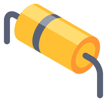 Electronic capacitor icon. Micro transistor isometric element