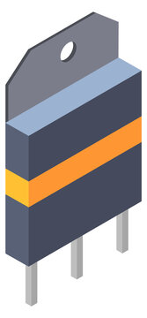 Triode isometric icon. Microcircuit detail cartoon element