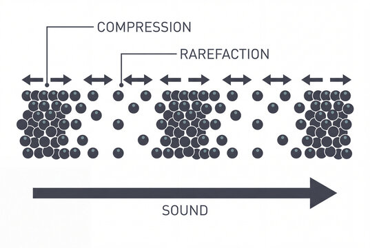 Longitudinal sound wave with compression and rarefaction