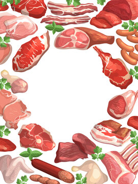 Butchery banner background template. Fresh meat frame