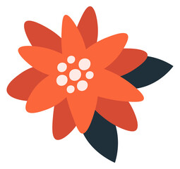 Fototapeta na wymiar Christmas red flower color icon. Decorative blossom