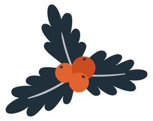 Holly doodle. Traditional christmas berry decoration icon © LadadikArt