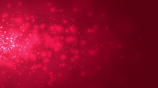 Red Glowing Particle Burst Background Loop with Bright Energy Sparks, Luminous Bokeh and Radiant Light Effects Spreading from Left to Right over a Deep Crimson Gradient Background