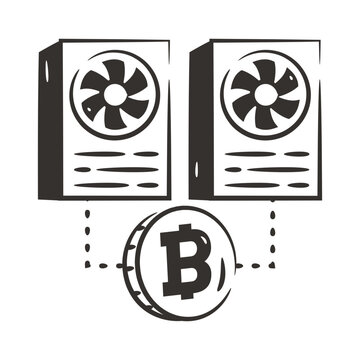 Creative design icon of bitcoin graphic card 