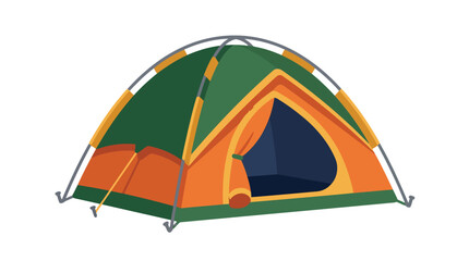 Orange and green camping tent illustration on a white background © Ai