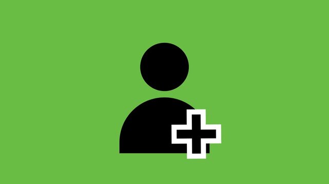 Add User Profile Icon Animation with Plus Symbol on Green Screen