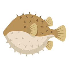Spiny pufferfish blowfish vector illustration isolated on white background. Ocean marine fish flat icon. © Daily Learn32
