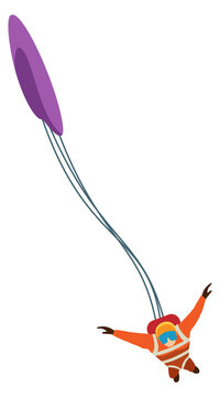 Skydiving person. Adventure symbol. Active cartoon character