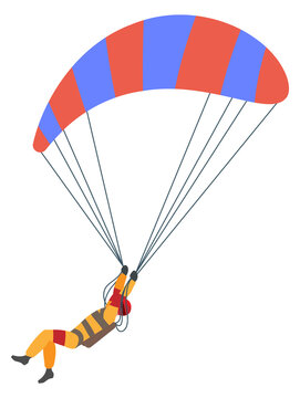 Flying paraglider cartoon icon. Outdoor sport character