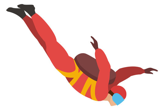 Falling skydiver character. Cartoon extreme person with parachute