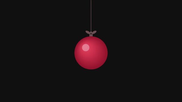 Red Cartoon Time Bomb Hanging from a String on a Dark Black Background Symbolizing Danger and Tension