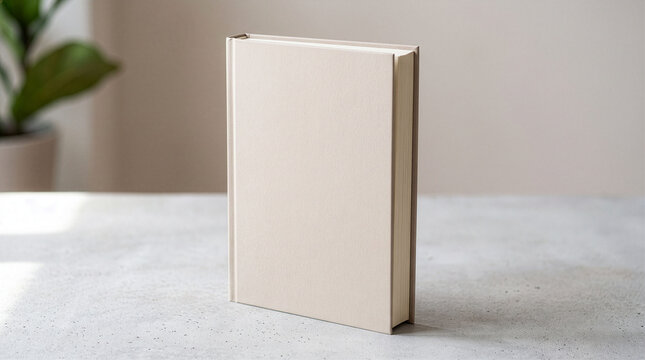 Beige Hardcover Book Mockup on Table