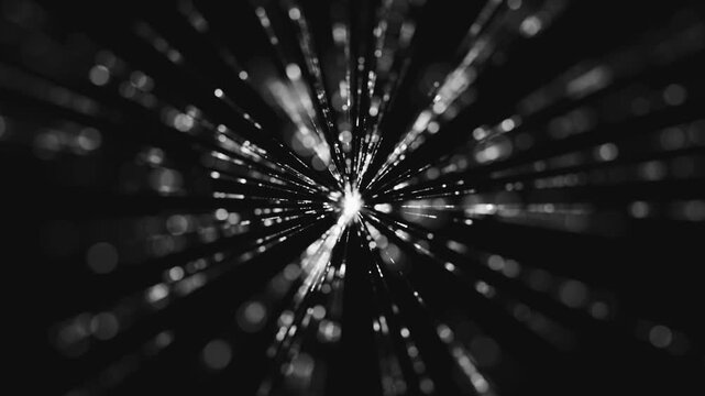 Crystal Silver Glittering Particles Background
Abstract shining and glowing spinning starburst with particles light motion and bokeh blur