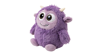 A cute small purple fluffy monster toy isolated on transparent background © Imogen
