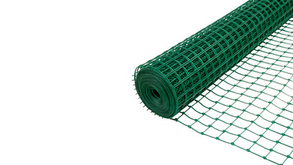 A roll of green plastic mesh netting garden fencing isolated on transparent background © Imogen