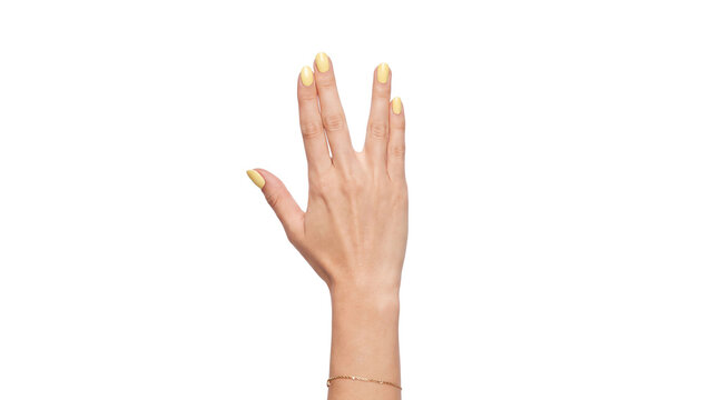 Vulcan salute hand gesture light skin transparent background isolated cutout ideal for advertising banners mobile app screens presentation slides educational materials and social media graphics