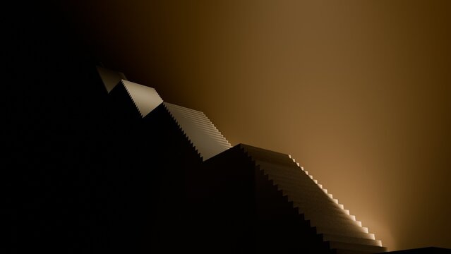 Endless stairs void gold low view steps staircase surreal ascent ideal for presentation backgrounds web headers social media posts music covers flyers newsletters and digital design projects
