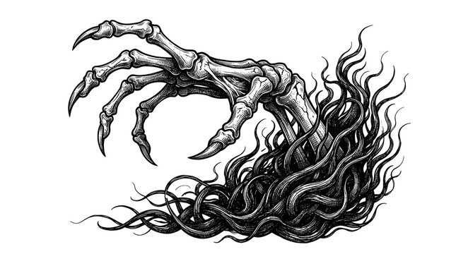 This chilling stark black silhouette of a clawing hand powerfully evokes the unsettling and frightening spirit of halloween nights filled with eerie shadows and frightful