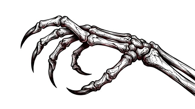 This detailed illustration presents a stark black silhouette of a clawing hand powerfully evoking the unsettling and eerie spirit of halloween night creating fear