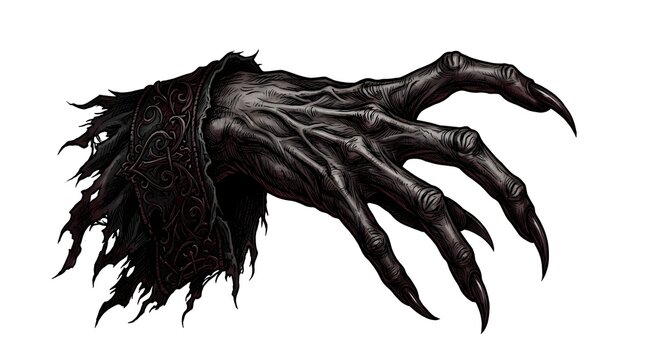 This chilling stark black silhouette of a clawing hand evokes the unsettling spirit of halloween conjuring images of darkness and fear for all who gaze
