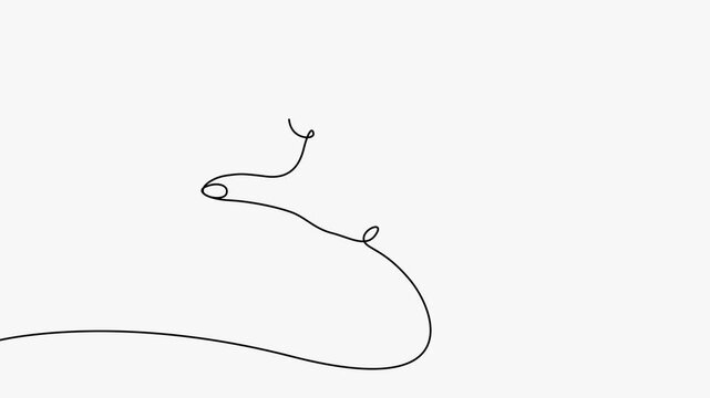 Continuous Line Art Animation of Human Hand Holding Thread Spool on Clean White Background   