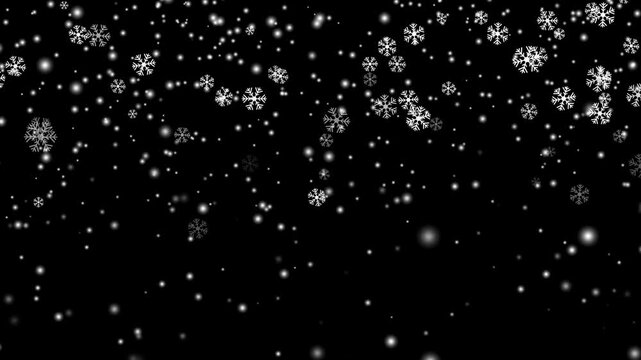 Abstract background Christmas with lighting, glittering, snowflake and particle dark and grain processed.
Animation with falling snowflakes.isolated snow backgrounds snowflake pattern loop.