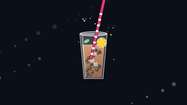 Iced Coffee Drink With Straw And Lemon Slice