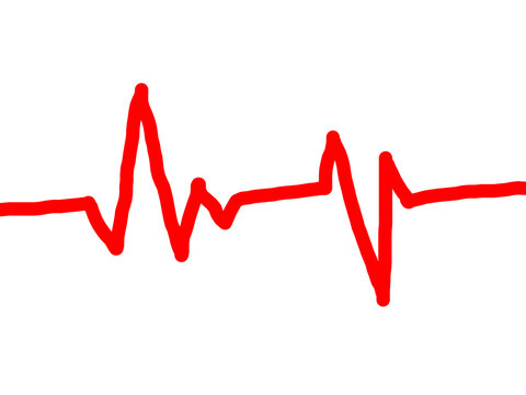 Hand drawn red heartbeat line illustration