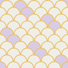 Scallop fish scale vector pattern in pastel and gold © pixel