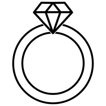 Diamond ring outline icon vector illustration PNG Transparant Image
