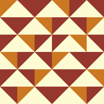 Geometric vector pattern with triangles in red and orange on cream base