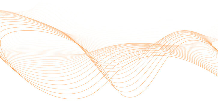 Abstract orange wavy lines isolated on white background