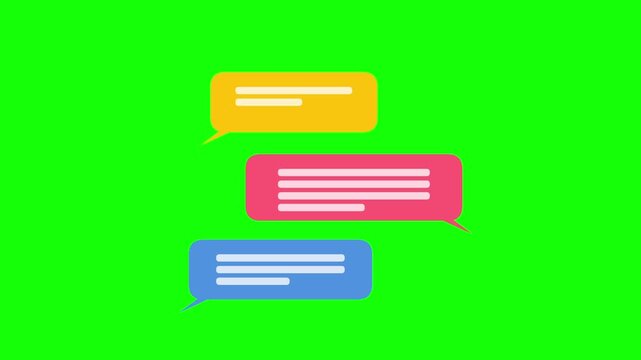 Stacked Colorful Chat Bubbles Animated Thread Loop Green Screen