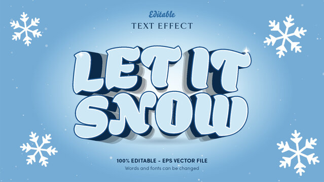 Let It Snow puffy frosted text effect with icy blue core, sapphire keyline and navy 3d block