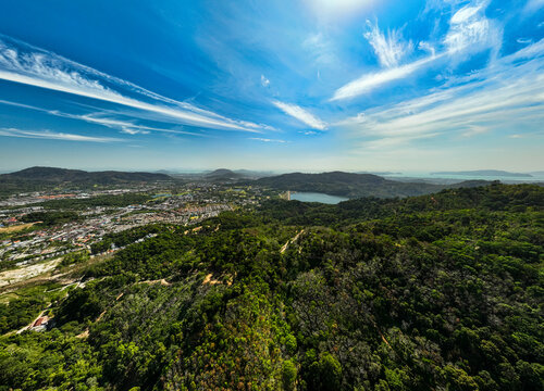 Aerial view building in Phuket city Thailand nature background