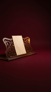 Empty Sheet Music Notebook On Classical Wooden Stand